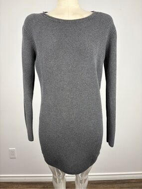 Aritzia Wilfred Campanule Ribbed Silk Cashmere Sweater Dress Gray Small S